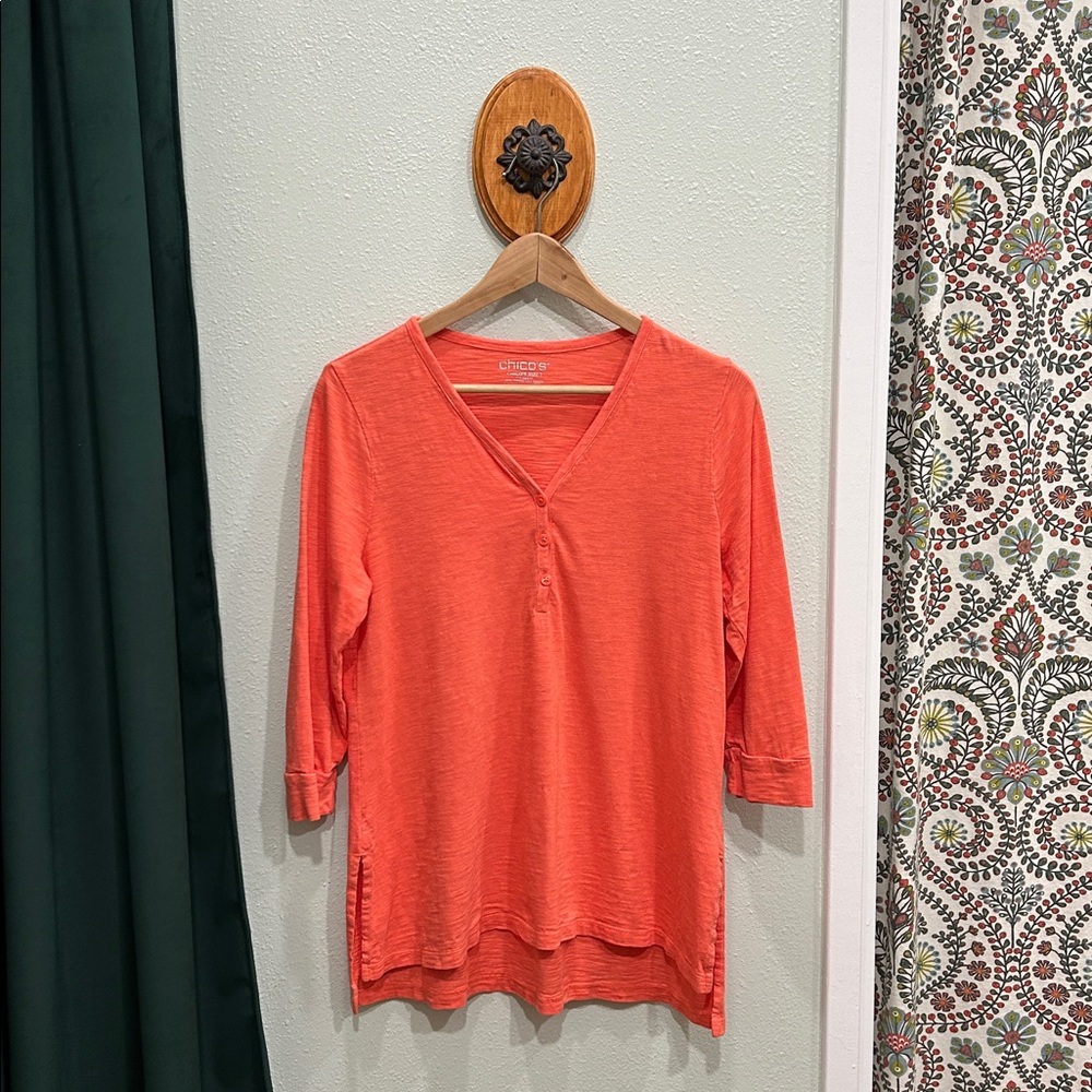 Chico's Women's Orange Slub Tee - Sz 1